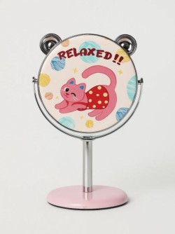 Зеркало настольное на ножке "Relax cat", розовое (10,5*18 см)
