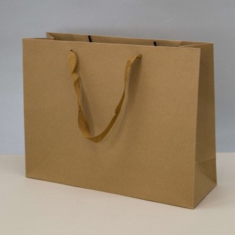Пакет подарочный крафтовый (XL) "Крафт", горизонтальный (35*32*14)