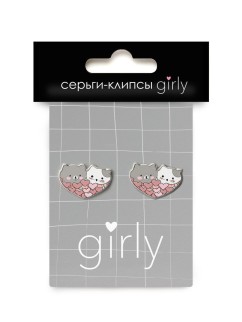 Серьги-клипсы GIRLY &quot;Two cats&quot;