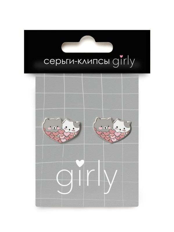 Серьги-клипсы GIRLY "Два кота"