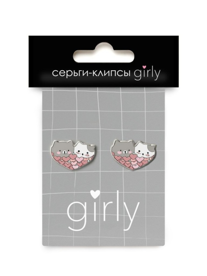 Серьги-клипсы GIRLY "Два кота"