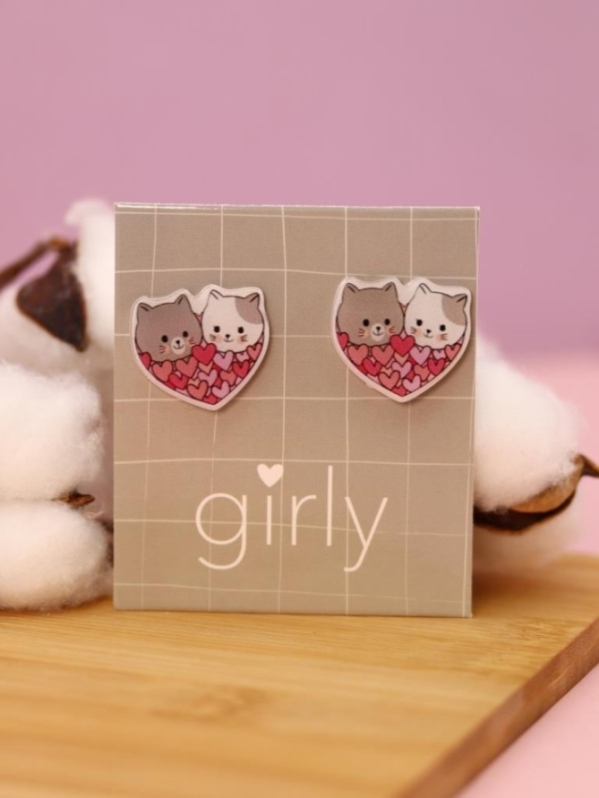 Серьги-клипсы GIRLY "Два кота"