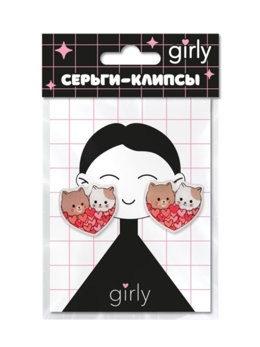Серьги-клипсы GIRLY "Два кота"