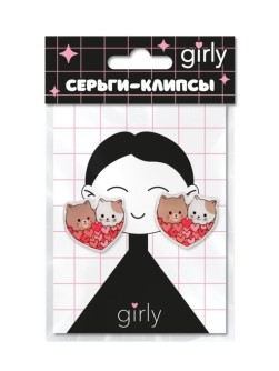 Серьги-клипсы GIRLY "Два кота"