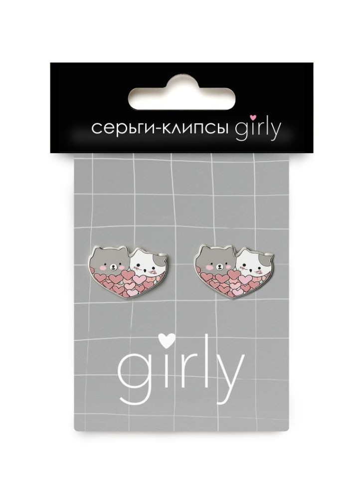 Серьги-клипсы GIRLY "Два кота"