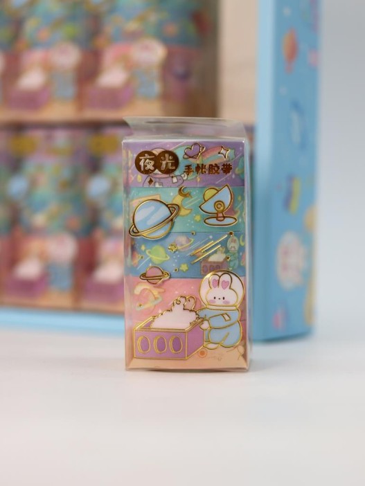 Набор декоративного скотча 5 шт. &quot;Space bunny&quot;, purple, шоу-бокс 12 шт. 