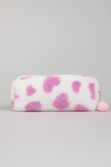 Пенал плюшевый "Pink spot", white (19*5*7 см)