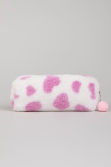 Пенал плюшевый "Pink spot", white (19*5*7 см)