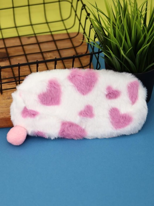 Пенал плюшевый "Pink spot", white (19*5*7 см) 