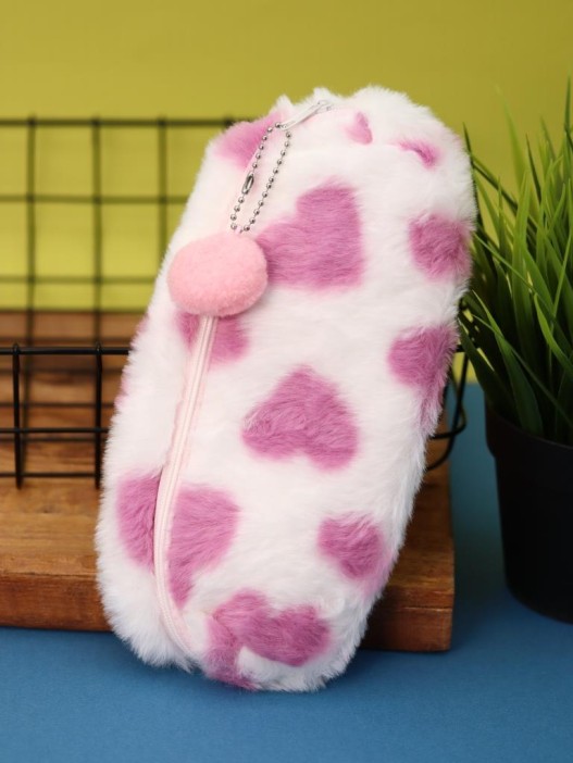 Пенал плюшевый "Pink spot", white (19*5*7 см) 