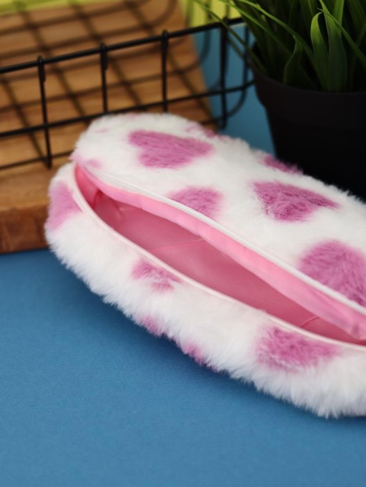 Пенал плюшевый "Pink spot", white (19*5*7 см) 