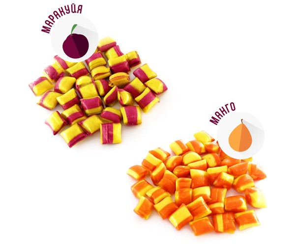 Карамельные подушечки "Тропический микс" 