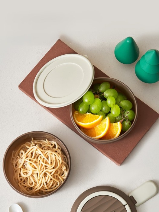 Ланчбокс «Round box» 2 яруса, brown (1400 мл) 