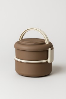 Ланчбокс «Round box» 2 яруса, brown (1400 мл)