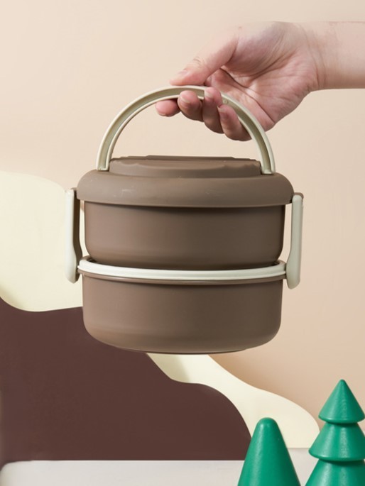 Ланчбокс «Round box» 2 яруса, brown (1400 мл)