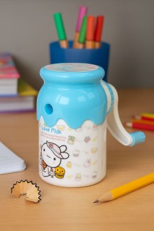 Точилка для карандашей механическая "Love milk", blue