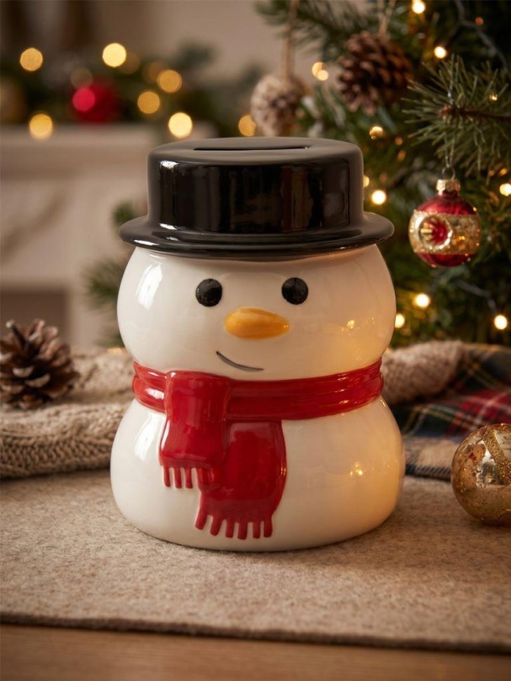 Копилка керамическая iLikeGift "Снеговик", 12 см