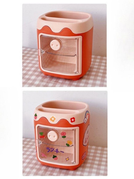 Органайзер для канцелярских принадлежностей &quot;Bear cuteness&quot;, red + стикеры 