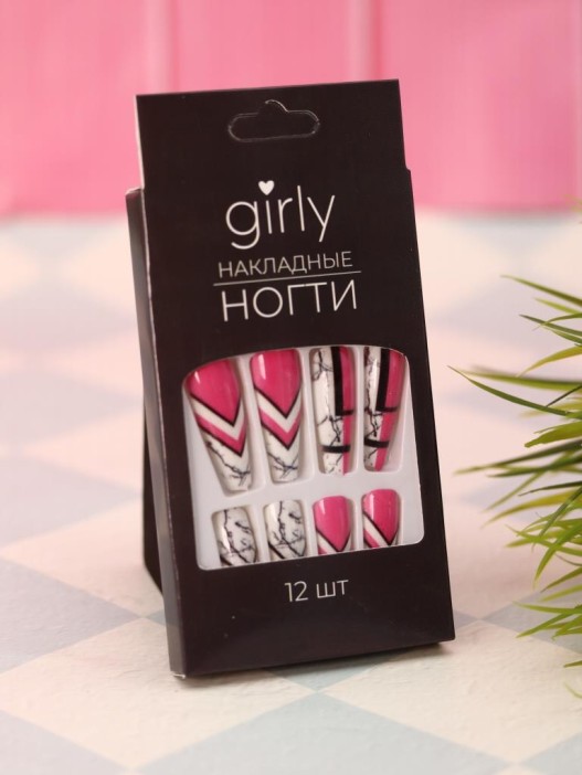 Накладные ногти GIRLY «Asymmetry», 12 шт., с клеевыми пластинами 