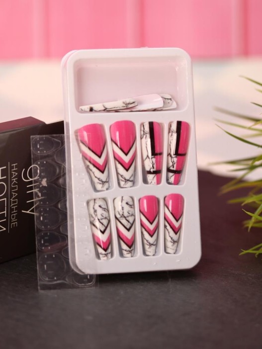 Накладные ногти GIRLY «Asymmetry», 12 шт., с клеевыми пластинами 