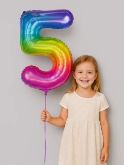 Шар фольгированный "Multicolour numbers" цифра 5, (80 см)