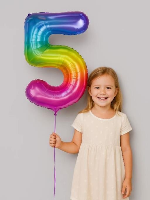 Шар фольгированный &quot;Multicolour numbers&quot; цифра 5, (80 см) 