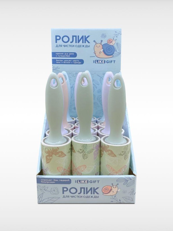 Ролик для чистки одежды &quot;Butterflies&quot;, 10 см*60 листов, шоу-бокс iLikeGift 12 шт. 