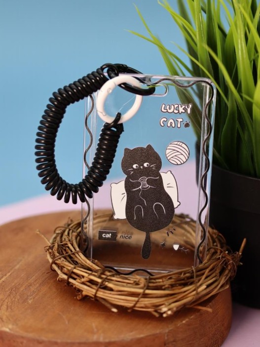Футляр для карт с брелоком ПО ПЛАНУ. &quot;Сat toys&quot;, transparent 