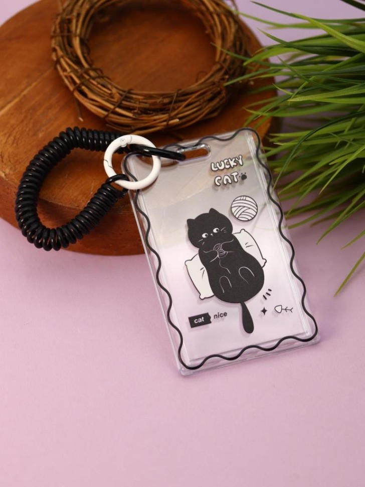 Футляр для карт на брелке ПО ПЛАНУ. "Игрушки для кошек"