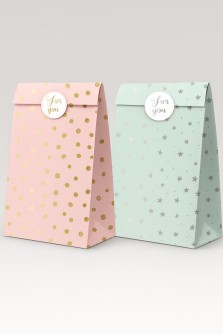 Набор подарочных пакетов+наклейки (6 шт.) "For you", 18*9*5.5