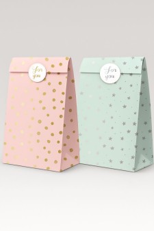 Набор подарочных пакетов+наклейки (6 шт.) "For you", 18*9*5.5