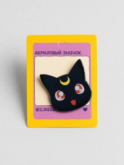 Значок акриловый iLikeGift "Мяугический чёрный кот"