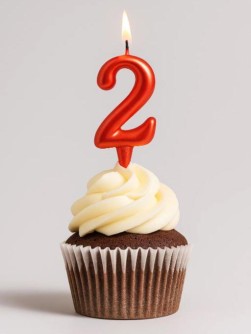 Свеча для торта "Овал" цифра 2 (красный), 8х4х1,2 см