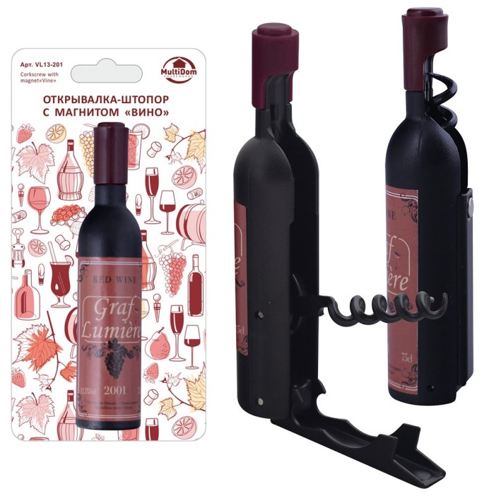 Открывалка-штопор с магнитом &quot;Вино&quot; (11,5х2,3 см) 