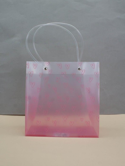 Пакет подарочный «Transparent love», white-pink (22*21.5*10) 