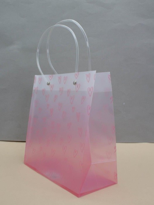 Пакет подарочный «Transparent love», white-pink (22*21.5*10) 