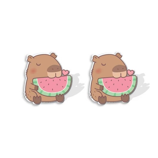 Серьги-клипсы GIRLY &quot;Capybara with watermelon&quot; 