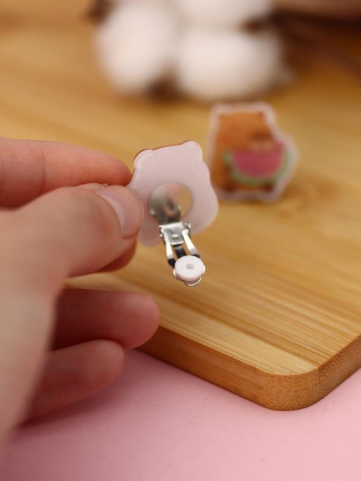 Серьги-клипсы GIRLY &quot;Capybara with watermelon&quot; 