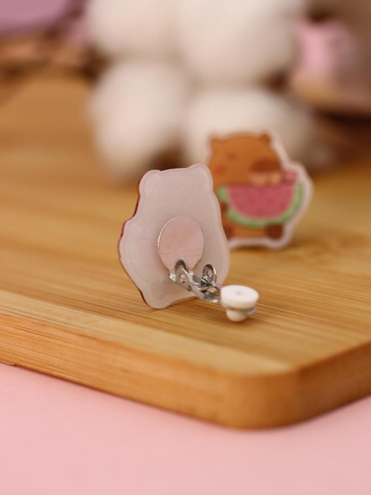 Серьги-клипсы GIRLY &quot;Capybara with watermelon&quot; 