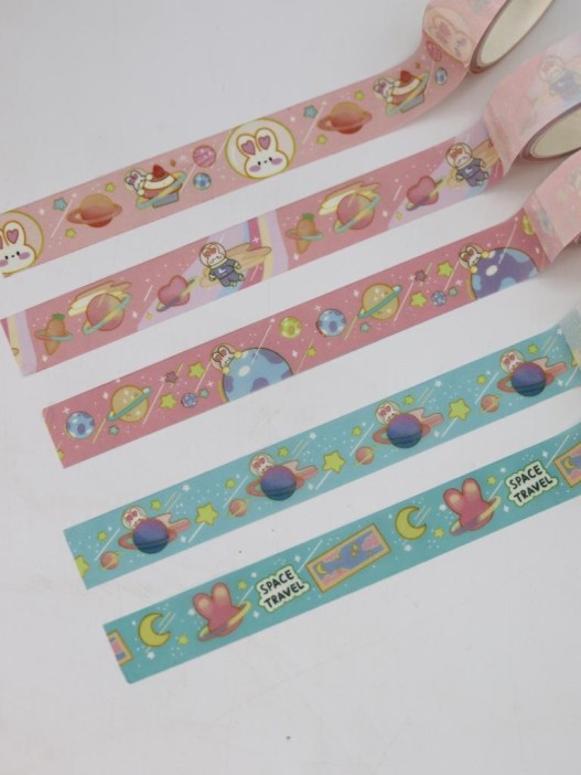 Набор декоративного скотча 5 шт. &quot;Space bunny&quot;, red, шоу-бокс 12 шт. 