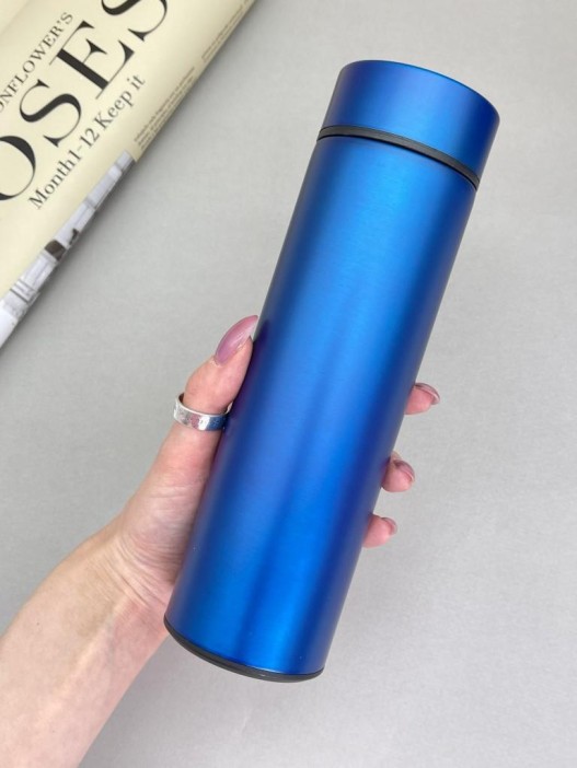 Термос с датчиком температуры «Metallic», matte blue (500 ml) 