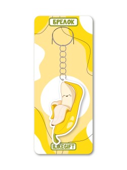 Брелок ECO из дерева iLikeGift «Банан отдыхает»