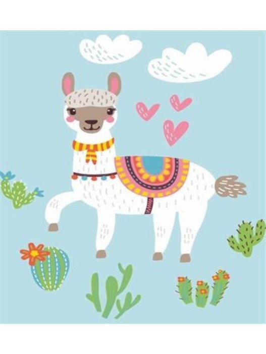 Алмазная мозаика без подрамника &quot;Альпака с кактусами&quot;, 15х20 см 