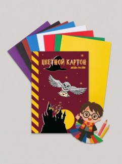 Картон цветной А4 немелованный 8 цв. &quot;Школа Магии&quot;, односторонний, 8 л