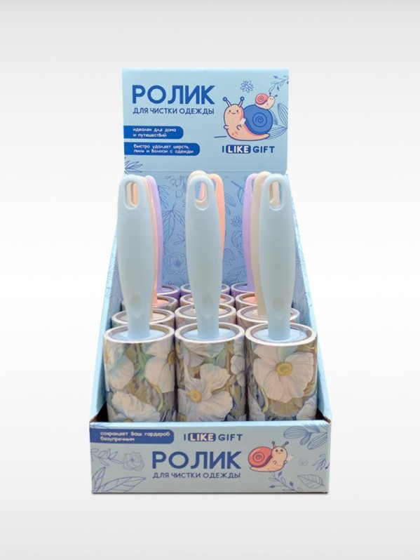 Ролик для чистки одежды &quot;Flowers&quot;, 10 см*60 листов, шоу-бокс iLikeGift 12 шт. 