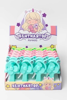 Портативный механический ручной вентилятор «Frog smile», mix, шоу-бокс 24 шт.