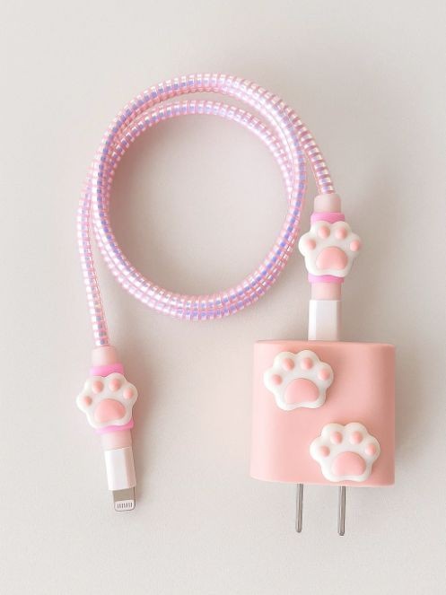 Защитный набор для зарядного устройства iLikeGift «Paws», pink (5 предметов) 