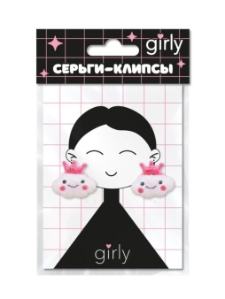 Серьги-клипсы GIRLY "Королевское облако", белые
