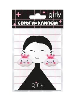 Серьги-клипсы GIRLY "Королевское облако", белые