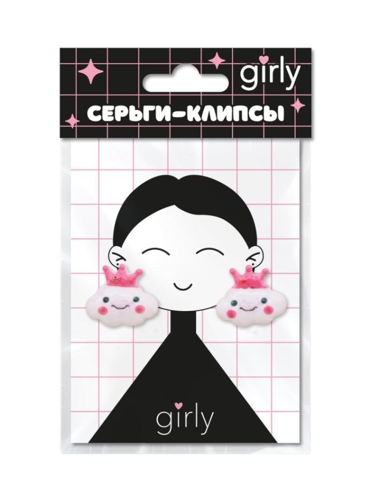 Серьги-клипсы GIRLY "Королевское облако", белые
